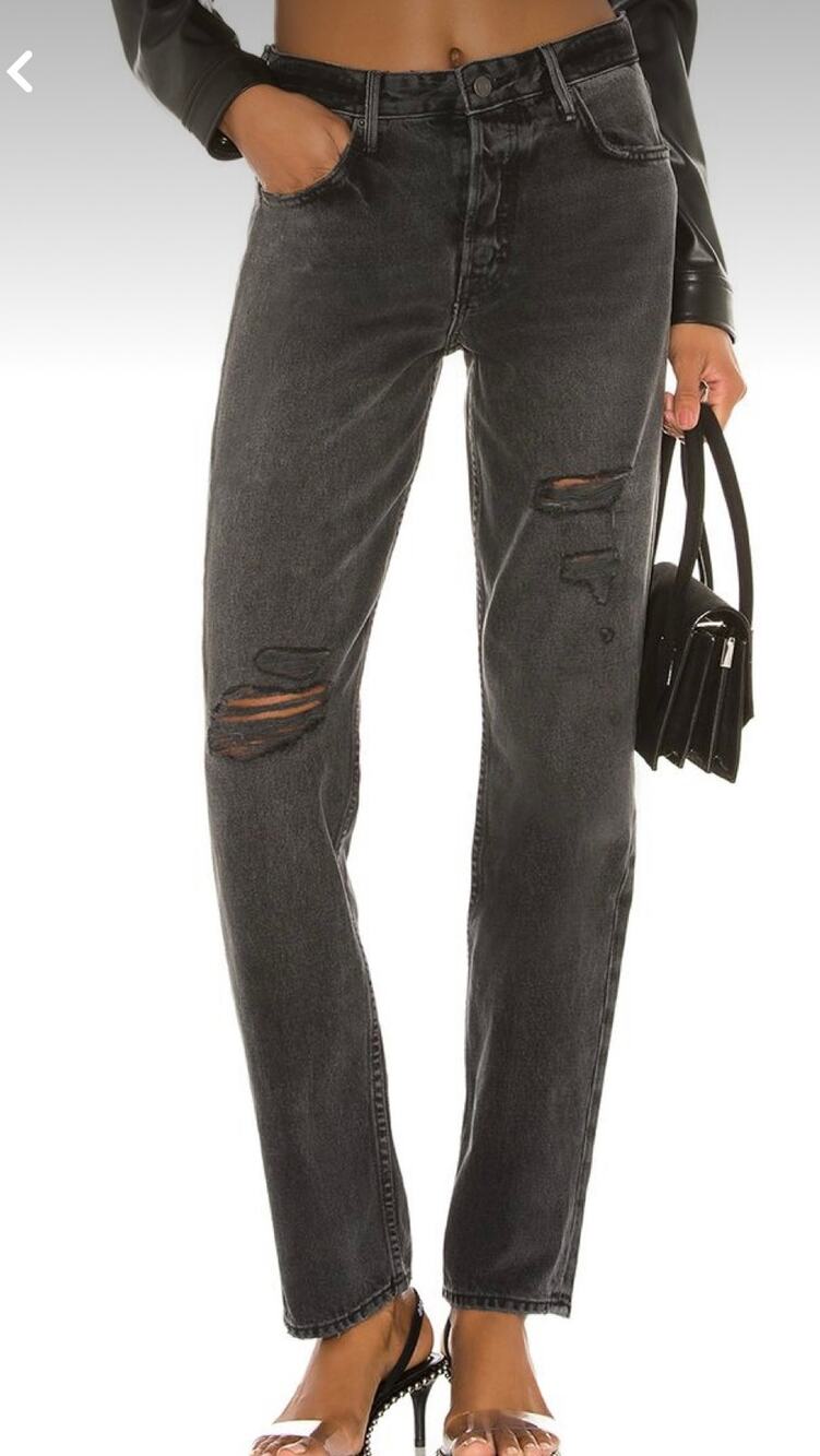 GRLFRND Button Fly Black Distressed High Rise Helena Jeans Dark Matter Size 26